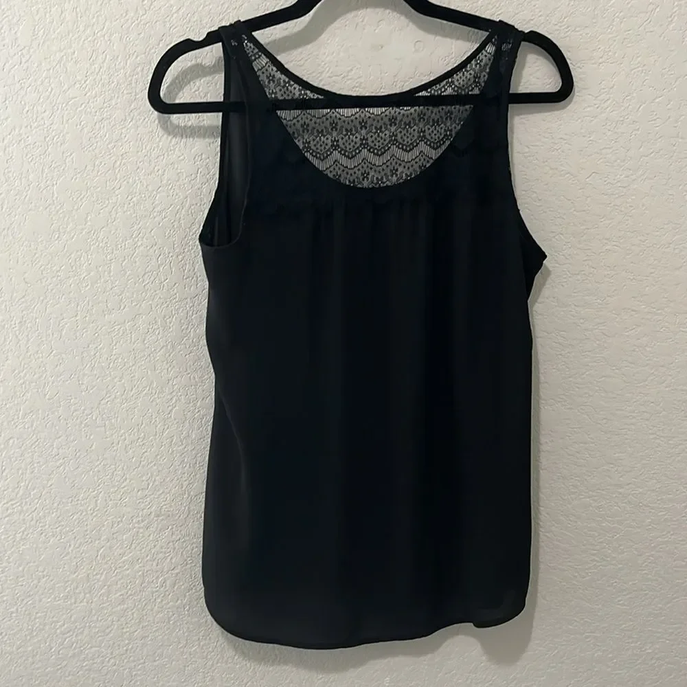 LOFT Sleeveless Lace Back and Pocket Camisole, Black, Size S - Picture 4 of 6